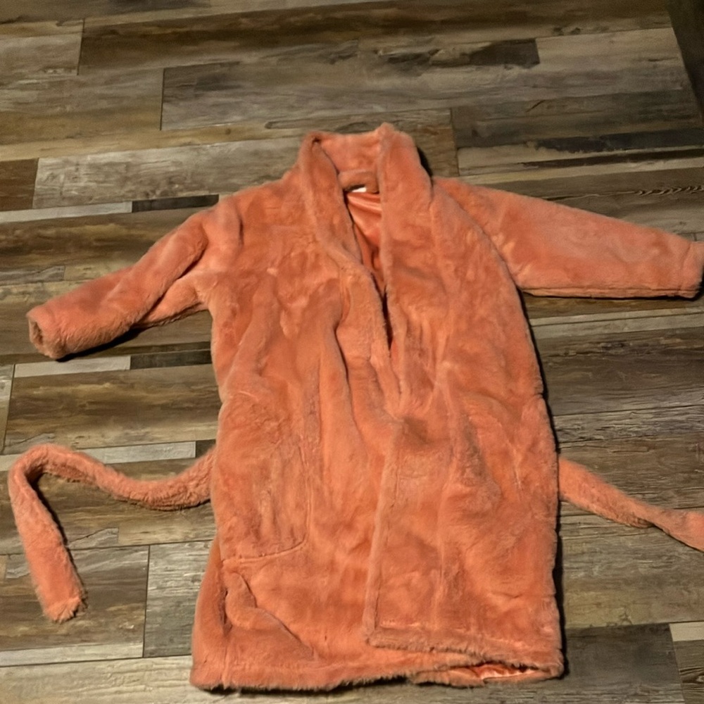 Cozy Coral Faux Fur Robe